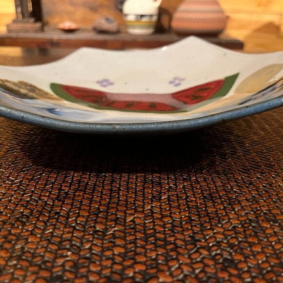 VTG Jerry Chappelle Art Pottery Ceramic Octagon Platter Watermelon Design - Picture 5 of 9
